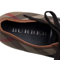 Pre Owned Burberry Brown/Beige House Check Canvas and Leather Sneakers Size 41