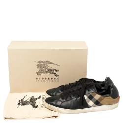 Burberry Black House Check Canvas And Leather Sneakers Size 44