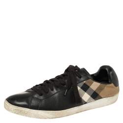 Burberry Black House Check Canvas And Leather Sneakers Size 44