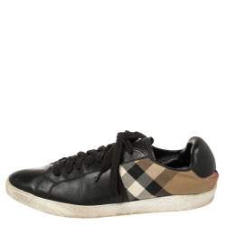 Burberry Black House Check Canvas And Leather Sneakers Size 44