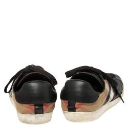 Burberry Black House Check Canvas And Leather Sneakers Size 44