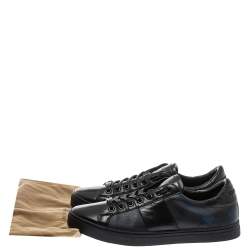 Burberry Black Leather and London Check Canvas Ritson Low Top Sneakers Size 43