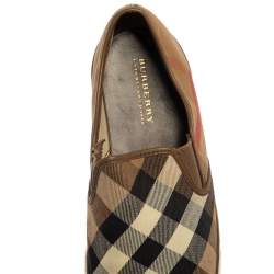 Burberry Beige House Check Canvas Slip On Sneakers Size 43