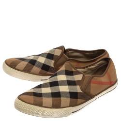 Burberry Beige House Check Canvas Slip On Sneakers Size 43