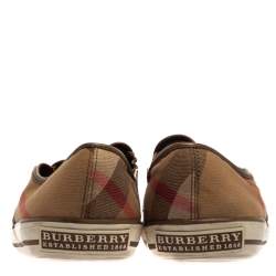 Burberry Beige House Check Canvas Slip On Sneakers Size 43