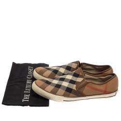 Burberry Beige House Check Canvas Slip On Sneakers Size 43