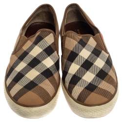 Burberry Beige House Check Canvas Slip On Sneakers Size 43