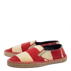 Burberry Two Tone Striped Canvas Hodgeson Espadrille Loafers Size 42 