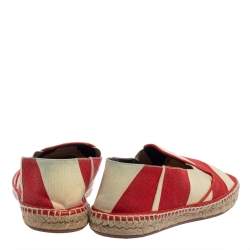 Burberry Two Tone Striped Canvas Hodgeson Espadrille Loafers Size 42 