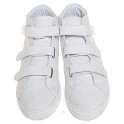 Pre Owned Burberry White Perforated Leather Sturrock High Top Sneakers Size 46