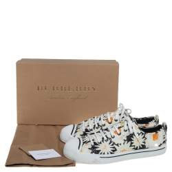 Burberry Black Floral Print Canvas Kingly Low Top Sneakers Size 46