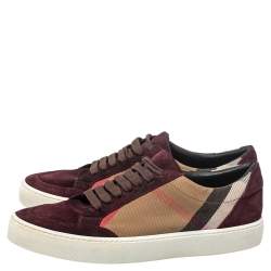 Burberry Brown/Beige Canvas And Suede Sneakers Size 39