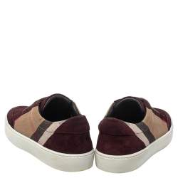 Burberry Brown/Beige Canvas And Suede Sneakers Size 39