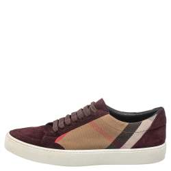 Burberry Brown/Beige Canvas And Suede Sneakers Size 39