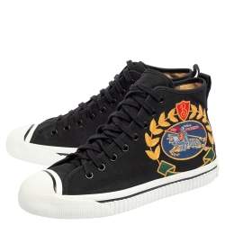 Burberry Black Canvas Kingly Big C High Top Sneakers Size 40