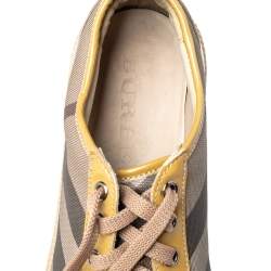 Burberry Beige/Yellow Canvas And Patent Leather Sneakers Size 40
