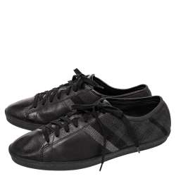 Burberry Black/Grey Nova Check Canvas And Leather Cap Toe Low Top Sneakers Size 43