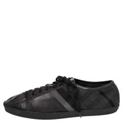 Burberry Black/Grey Nova Check Canvas And Leather Cap Toe Low Top Sneakers Size 43