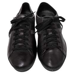 Burberry Black/Grey Nova Check Canvas And Leather Cap Toe Low Top Sneakers Size 43