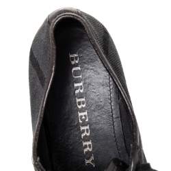 Burberry Black/Grey Nova Check Canvas And Leather Cap Toe Low Top Sneakers Size 43