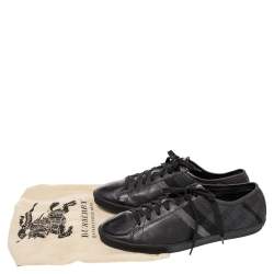 Burberry Black/Grey Nova Check Canvas And Leather Cap Toe Low Top Sneakers Size 43