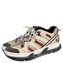 Burberry Beige Leather And Mesh RS5 Low Top Sneakers Size 44
