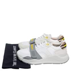 Burberry White/Grey Suede And Canvas  Ramsey Low Top Sneakers Size 40