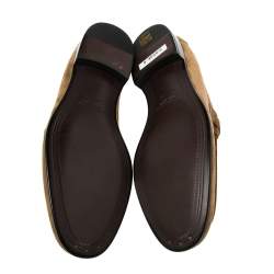 Pre Owned حذاء لوفرز بربري "سولواي" طراز سليب أون مزين سلسلة سويدي بني مقاس 44