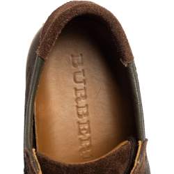 مملوكة مسبقًا حذاء رياضي بربري منخفض من أعلى سويدي وكانفاس كاروهات بني مقاس 43