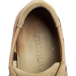 Pre Owned حذاء رياضي بربري سويدي وكانفاس كاروهات نوفا بيج بعنق منخفض مقاس 44