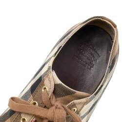Burberry Beige/White House Check Canvas And Leather Lace Up Low Top Sneakers Size 41