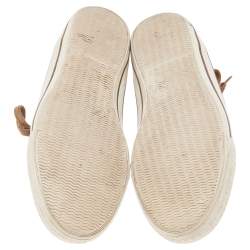 Burberry Beige/White House Check Canvas And Leather Lace Up Low Top Sneakers Size 41