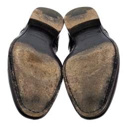 Pre Owned حذاء أكسفورد بربري جلد لامع بروغير بني داكن مقاس 44.5