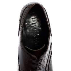 Pre Owned حذاء أكسفورد بربري جلد لامع بروغير بني داكن مقاس 44.5