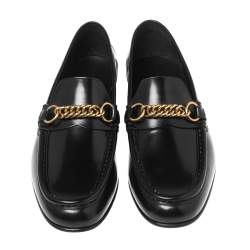Burberry Black Leather Chain Slip On Loafer Size 44
