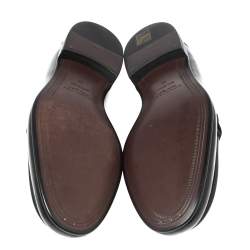 Burberry Black Leather Chain Slip On Loafer Size 44