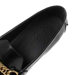 Burberry Black Leather Chain Slip On Loafer Size 44
