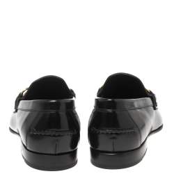 Burberry Black Leather Chain Slip On Loafer Size 44