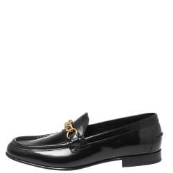 Burberry Black Leather Chain Slip On Loafer Size 44
