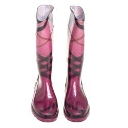 Burberry Purple Novacheck Rubber  Rain  Boots Size 40
