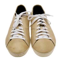 Burberry Beige Leather Low Top Sneakers Size 43