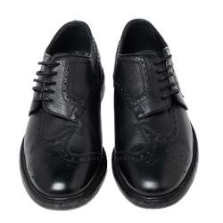 مملوكة مسبقًا حذاء بروغي بربري رايفورد جلد أسود غير متماثل مقاس 43