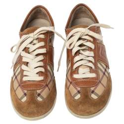 مملوكة مسبقًا حذاء رياضي بربري عنق منخفض كانفاس وسويدي بيج مقاس 41