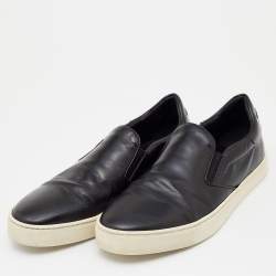 Pre Owned حذاء رياضي بربري سليب أون جلد أسود مقاس 43