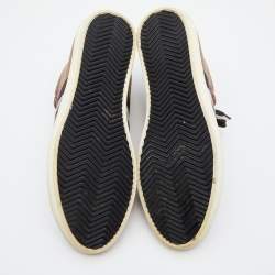 مملوكة مسبقًا حذاء رياضي بربري جلد وكانفاس كاروهات هاوس تشيك بيج/بني مقاس 41