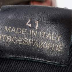 مملوكة مسبقًا حذاء رياضي بربري جلد وكانفاس كاروهات هاوس تشيك بيج/بني مقاس 41