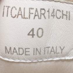 Burberry White/Beige Leather And House Check Canvas Ronnie Sneakers Size 40