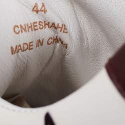 Burberry White Printed Leather Low-Top Sneakers Size 44