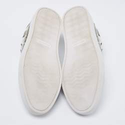 Burberry White Printed Leather Low-Top Sneakers Size 44