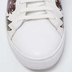 Burberry White Printed Leather Low-Top Sneakers Size 44